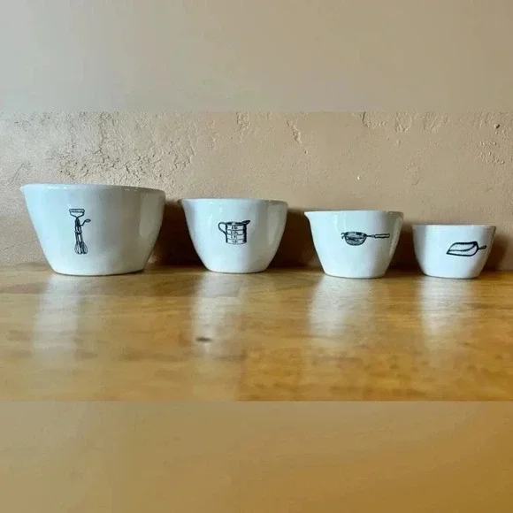 NWTS Set Of 4 Ceramic Nesting Measuring Cups From Rae Dunn Artisans Collection. - Picture 5 of 11